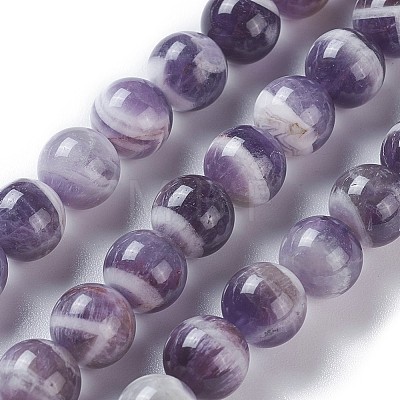 Natural Chevron Amethyst Beads Strands G-P428-04A-10mm-1