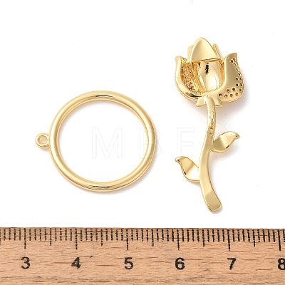 Brass Micro Pave Clear Cubic Zirconia Toggle Clasps KK-A227-20G-1