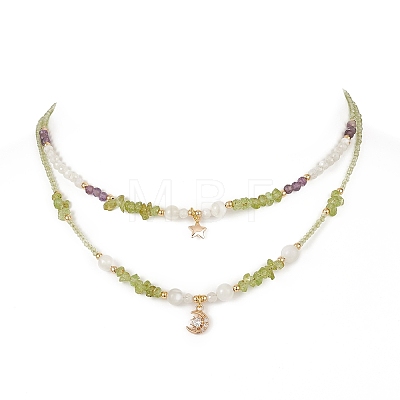 Star & Moon Pendant Necklaces Sets for Women NJEW-JN04128-1