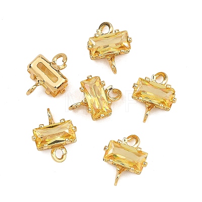 SHEGRACE Brass Pave Cubic Zirconia Rectangle Connector Charms XGRQ2O050-438C-G-1