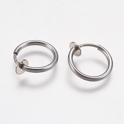 304 Stainless Steel Retractable Clip-on Hoop Earrings X-STAS-K171-53P-1
