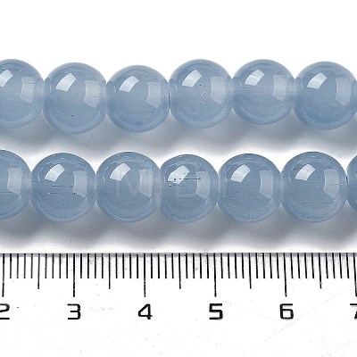 Imitation Jade Glass Round Beads Strands GLAA-A016-01D-1