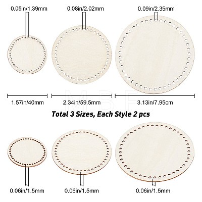 3 Sets 3 Style Wooden Basket Bottoms DIY-GF0004-75-1