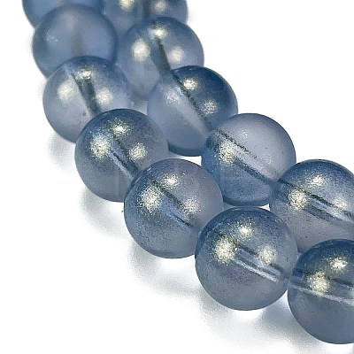 Frosted Transparent Glass Bead Strands GLAA-P065-10mm-10-1