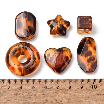 Leopard Print Transparent Acrylic Beads OACR-Z041-20-1