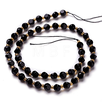Natural Black Onyx Beads Strand G-M367-41A-1