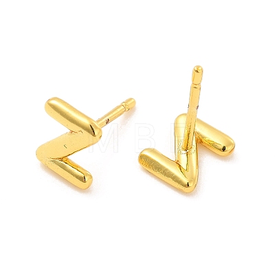 Brass Hollow Out Initial Letter Stud Earrings for Women EJEW-A044-01G-Z-1