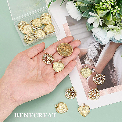 BENECREAT 20Pcs 2 Style Alloy Pendants FIND-BC0002-09-1