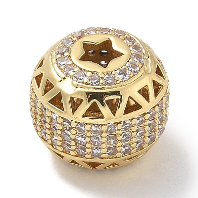 Rack Plating Brass Micro Pave Cubic Zirconia Beads KK-L224-031G-1