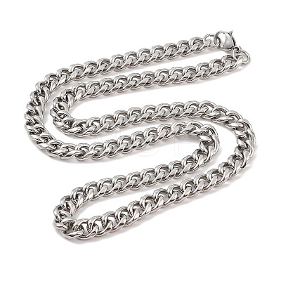 Non-Tarnish 304 Stainless Steel Cuban Link Chain Necklaces NJEW-K378-16B-P-1