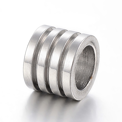304 Stainless Steel Grooved Beads STAS-E425-027B-1