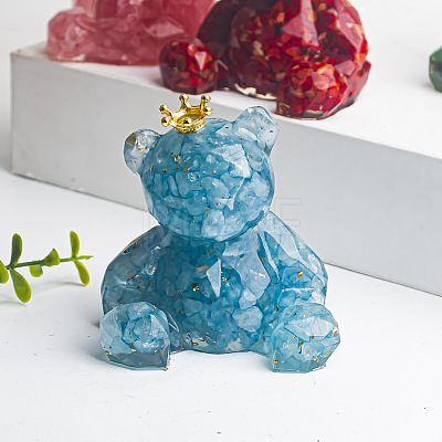 Natural Aquamarine Crown Bear Display Decorations LS-WG56055-01-1
