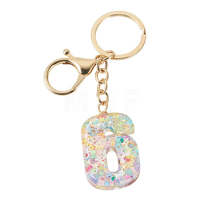 Number 6 Transparent Resin Keychains KEYC-TADJ0001-10F-1