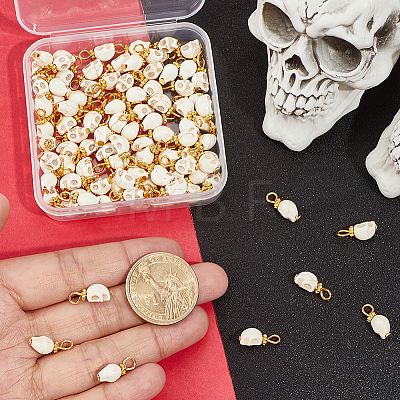 100Pcs Dyed Synthetic Turquoise Halloween Skull Charms PALLOY-BM00006-1