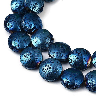 Electroplated Natural Lava Rock Beads Strands G-K388-01A-1