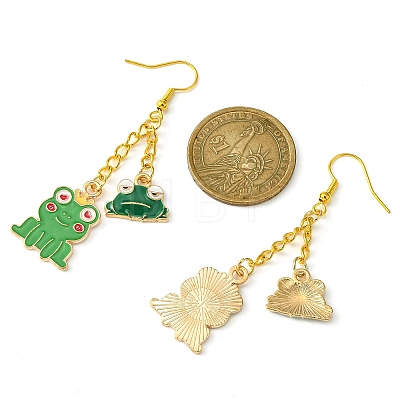 Alloy Enamel Frog Dangle Earrings with Iron Earring Pins for Women EJEW-JE05421-04-1