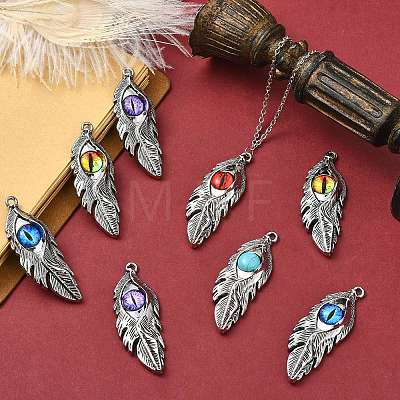 10Pcs 5 Colors Alloy Glass Big Pendants FIND-CJ0005-78-1