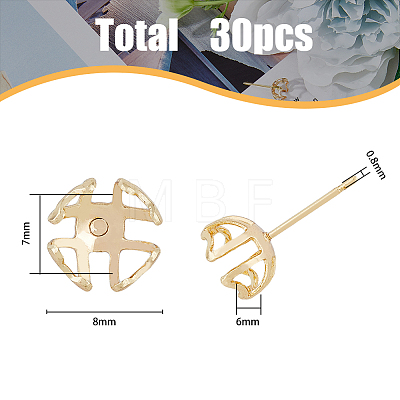 30Pcs Ion Plating(IP) Brass Stud Earring Findings KK-DC0003-01-1