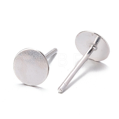 925 Sterling Silver Flat Pad  Stud Earring Findings STER-K167-045E-S-1