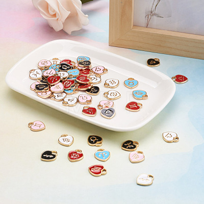 Cheriswelry 60Pcs 5 Colors Light Gold Plated Alloy Enamel Pendants FIND-CW0001-04-1