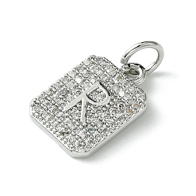 Rack Plating Brass Micro Pave Clear Cubic Zirconia Charms KK-G501-01R-P-1