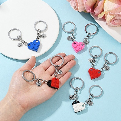 Matching Couple Resin Heart Keychain KEYC-YW00181-01-1