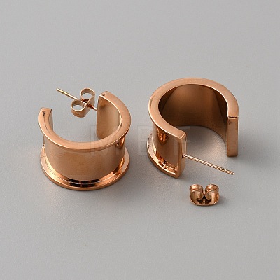 Stainless Steel Round Stud Earring Finding STAS-WH0016-55RG-1