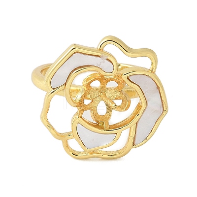 Flower Brass Shell Cuff Ring Settings KK-K297-01G-1