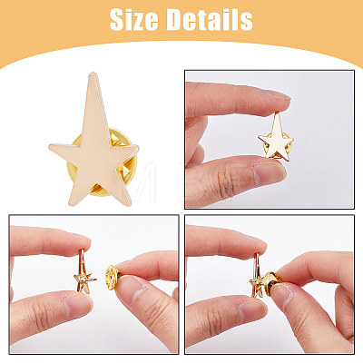 SUPERFINDINGS 30Pcs Star Alloy Brooches AJEW-FH0004-31A-1