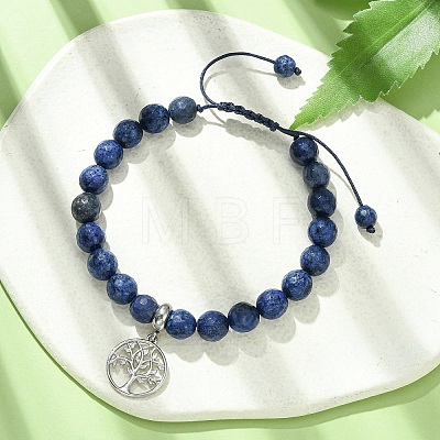 Adjustable Natural Lapis Lazuli Braided Bead Bracelets BJEW-JB09888-01-1