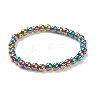 Synthetic Hematite Beaded Stretch Bracelets BJEW-D446-B-09-1