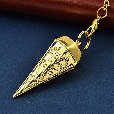 Rack Plating Brass Cone Dowsing Pendulum Pendants AJEW-G064-01G-1