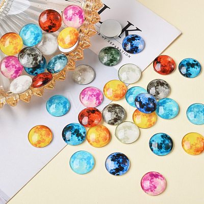 50Pcs Luminous Glass Cabochons sgGLAA-SZ0001-15B-1