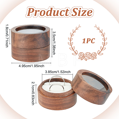 Round Wooden Engagement Ring Boxes CON-WH0093-03B-1