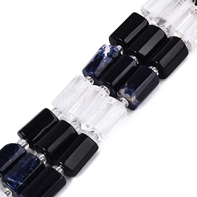 Natural Obsidian & Sodalite & Quartz Crystal Beads Strands G-Q614-01A-07-1