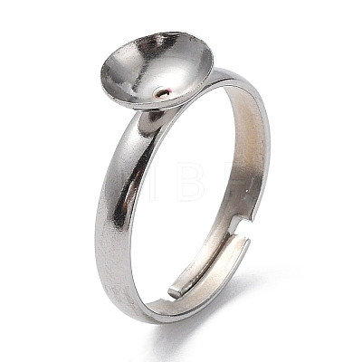Adjustable 304 Stainless Steel Finger Rings Components STAS-E163-97P-1