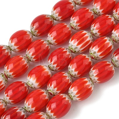Handmade Millefiori Glass Oval Bead Strands LK-Z001-01A-01-1