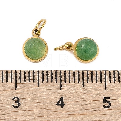 Natural Green Aventurine Half Round Charms with Jump Ring STAS-A097-05G-08-1