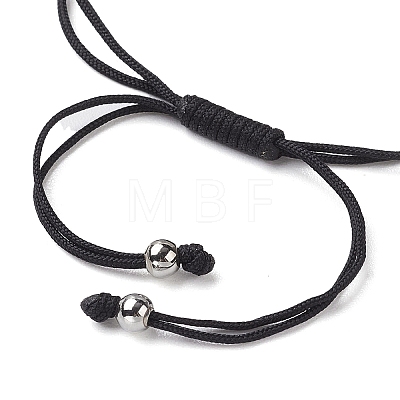 Curved Rectangle Natural Obsidian Adjustable Nylon Cord Braided Bead Bracelets for Women Men BJEW-JB10280-03-1