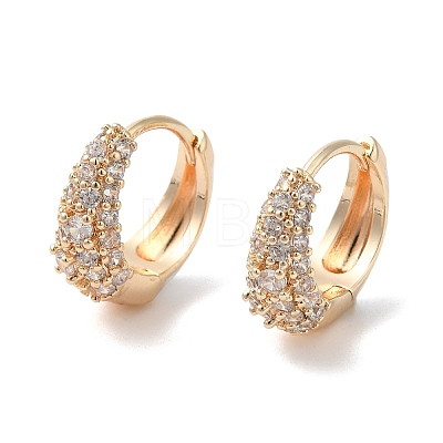 Brass Micro Pave Clear Cubic Zirconia Hoop Earrings KK-A227-11G-1