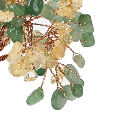 Natural Yellow Quartz & Green Aventurine Chips Tree Decorations DJEW-M012-03A-1