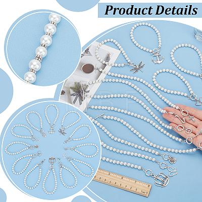 12Pcs 12 Style Glass Pearl Beaded Wedding Cake Pulls for Bridesmaids BJEW-AB00016-1