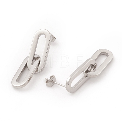 304 Stainless Steel Interlocking Oval Dangle Stud Earrings for Women EJEW-E264-06-1