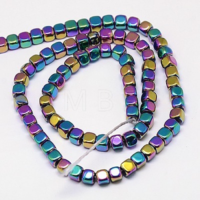 Electroplate Non-magnetic Synthetic Hematite Beads Strands X-G-J172-3x3mm-03-1
