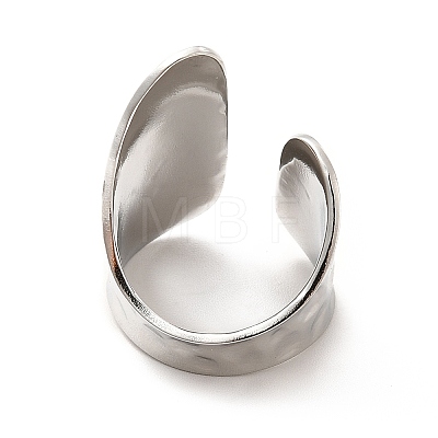 304 Stainless Steel Wide Flat Open Cuff Ring for Women RJEW-F131-16P-1
