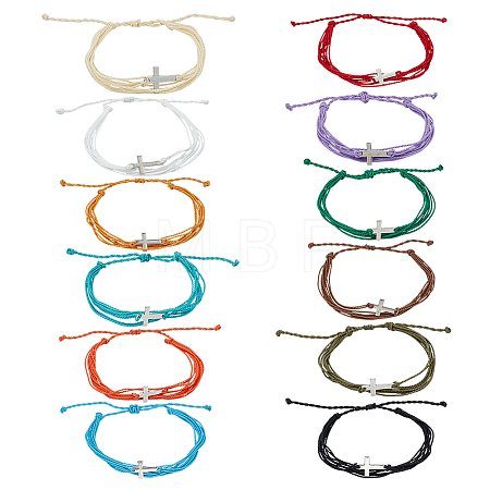 60Pcs 5 Bags Adjustable Waxed Cord Braided Bracelets for Women Men BJEW-GO0001-32-1
