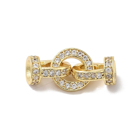 Rack Plating Brass Micro Pave Clear Cubic Zirconia Fold Over Clasps KK-A222-04A-G-1