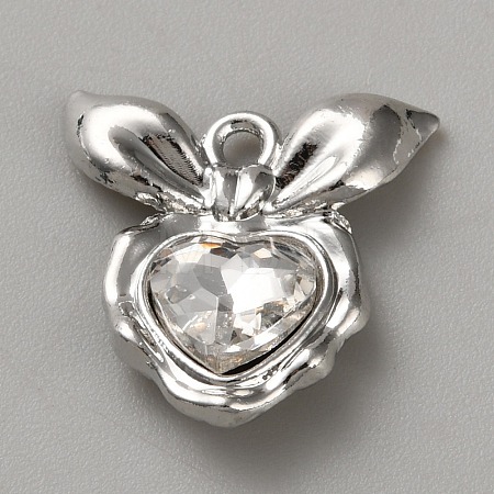 White Series Love Bow Alloy Acrylic Pendant PALLOY-WH0115-01P-12-1