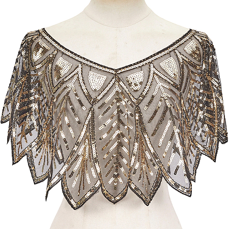 Polyester with Plastic Feather Sequin Shawls AJEW-CY0003-24-1