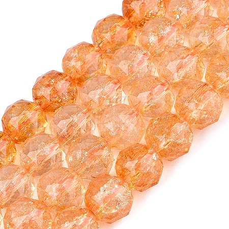 Crackle Transparent Glass Beads Strands GLAA-Q108-02A-14-1